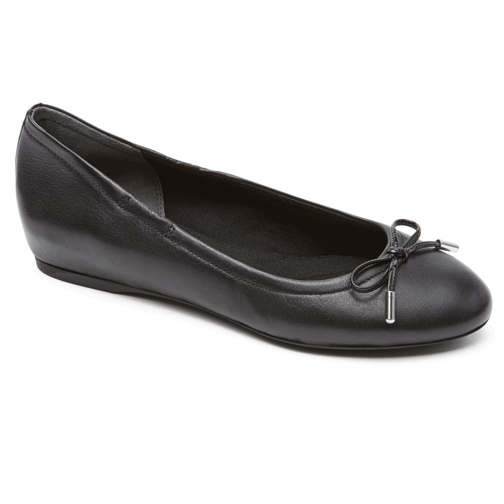 Rockport Womens Total Motion Hidden Wedge Tied Ballet - Flats Black - POZ289341